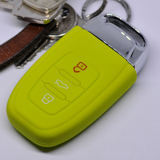 Auto Schlüssel Hülle Silikon Schutz Cover Apfelgrün kompatibel mit Audi A5 S5 A4 S4 Q3 Q5 A6 S6 R8 TT 3 Tasten KEYLESS SMARTKEY