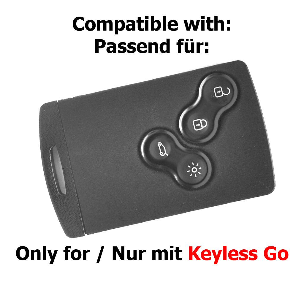 Auto Schlüssel Hülle Silikon Schutz Cover Grau kompatibel mit Renault Captur Clio Grand Scenic ZOE Schlüsselkarte 4 Tasten KEYLESS SMARTKEY