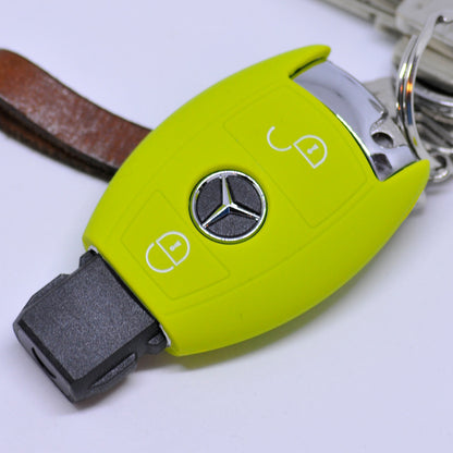 Auto Schlüssel Hülle Silikon Schutz Cover Apfelgrün kompatibel mit Mercedes Benz Sprinter W906 E C-Klasse 2 Tasten Smartkey