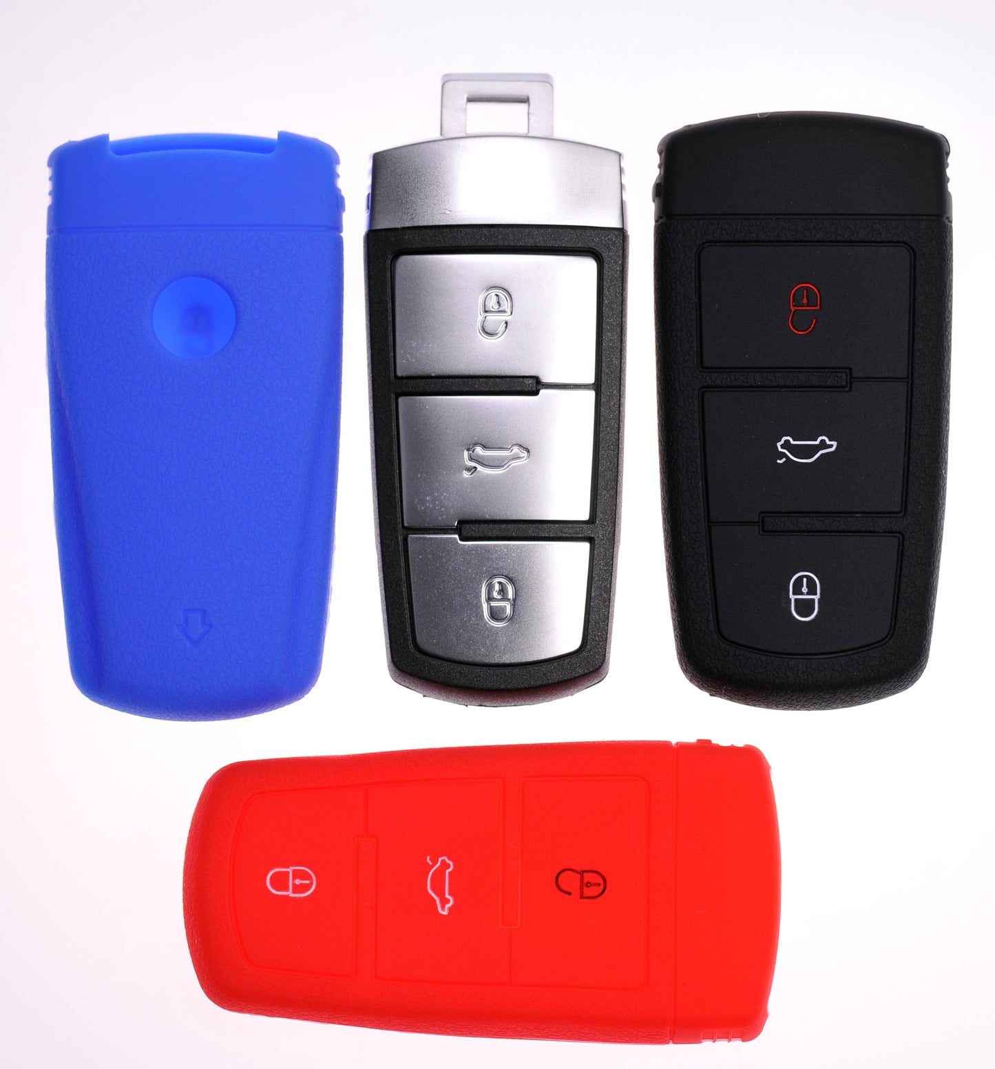 Auto Schlüssel Hülle Silikon Schutz Cover Schwarz kompatibel mit VW Passat CC B6 3C B7 3 Tasten KEYLESS SMARTKEY