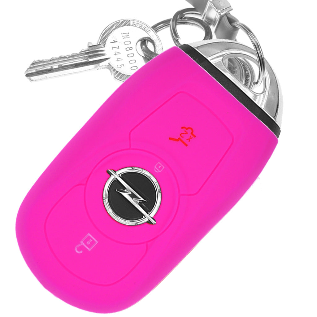 Auto Schlüssel Hülle Silikon Schutz Cover Pink kompatibel mit OPEL Astra K Insignia B Corsa E Zafira GTC Mokka X 3 Tasten KEYLESS SMARTKEY