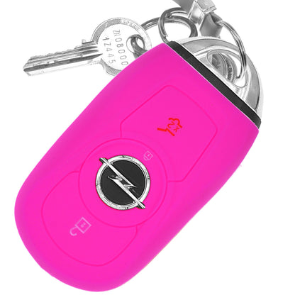 Auto Schlüssel Hülle Silikon Schutz Cover Pink kompatibel mit OPEL Astra K Insignia B Corsa E Zafira GTC Mokka X 3 Tasten KEYLESS SMARTKEY