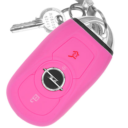 Auto Schlüssel Hülle Silikon Schutz Cover Rosa kompatibel mit OPEL Astra K Insignia B Corsa E Zafira GTC Mokka X 3 Tasten KEYLESS SMARTKEY