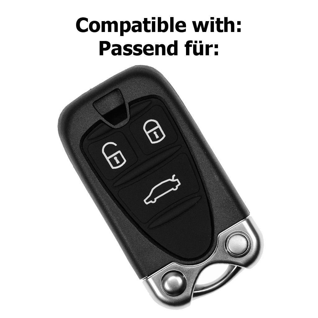 Auto Schlüssel Hülle Silikon Schutz Cover Fluoreszierend Grün kompatibel mit ALFA Romeo 159 Brera 156 Spider 2005 - 2011 3 Tasten KEYLESS SMARTKEY