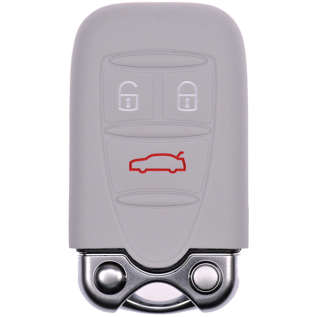 Auto Schlüssel Hülle Silikon Schutz Cover Grau kompatibel mit ALFA Romeo 159 Brera 156 Spider 2005 - 2011 3 Tasten KEYLESS SMARTKEY