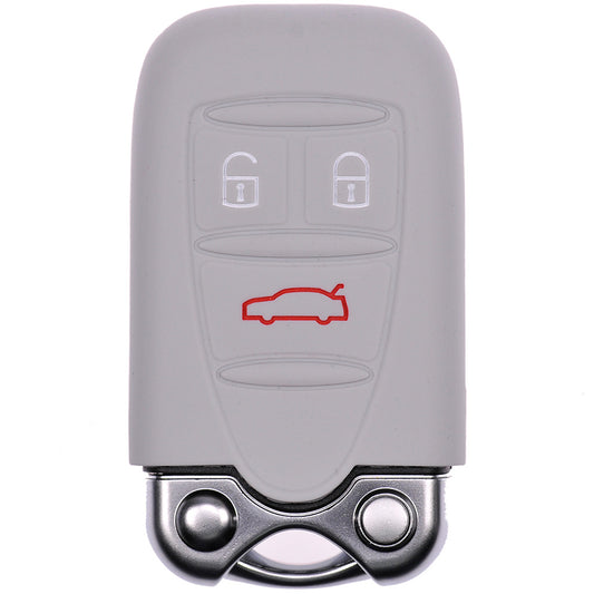 Auto Schlüssel Hülle Silikon Schutz Cover Grau kompatibel mit ALFA Romeo 159 Brera 156 Spider 2005 - 2011 3 Tasten KEYLESS SMARTKEY