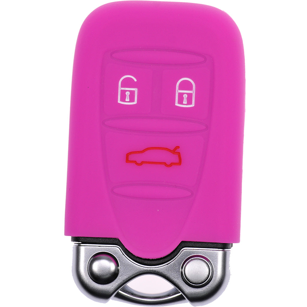 Auto Schlüssel Hülle Silikon Schutz Cover Pink kompatibel mit ALFA Romeo 159 Brera 156 Spider 2005 - 2011 3 Tasten KEYLESS SMARTKEY