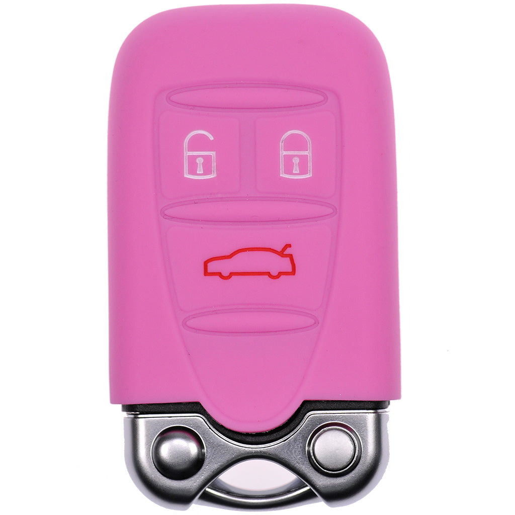 Auto Schlüssel Hülle Silikon Schutz Cover Rosa kompatibel mit ALFA Romeo 159 Brera 156 Spider 2005 - 2011 3 Tasten KEYLESS SMARTKEY