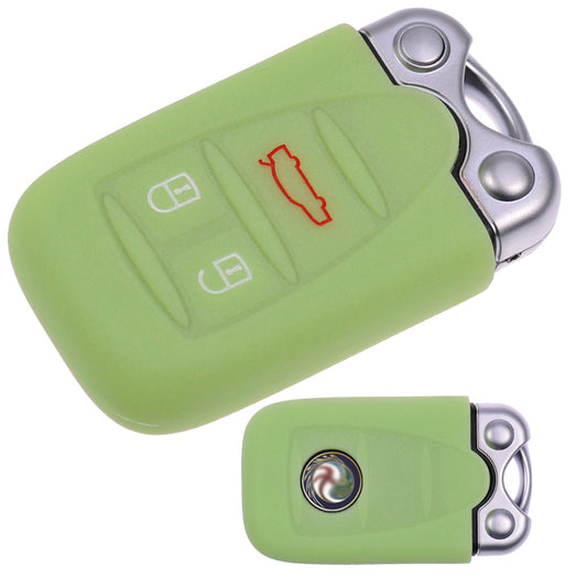 Auto Schlüssel Hülle Silikon Schutz Cover Fluoreszierend Grün kompatibel mit ALFA Romeo 159 Brera 156 Spider 2005 - 2011 3 Tasten KEYLESS SMARTKEY