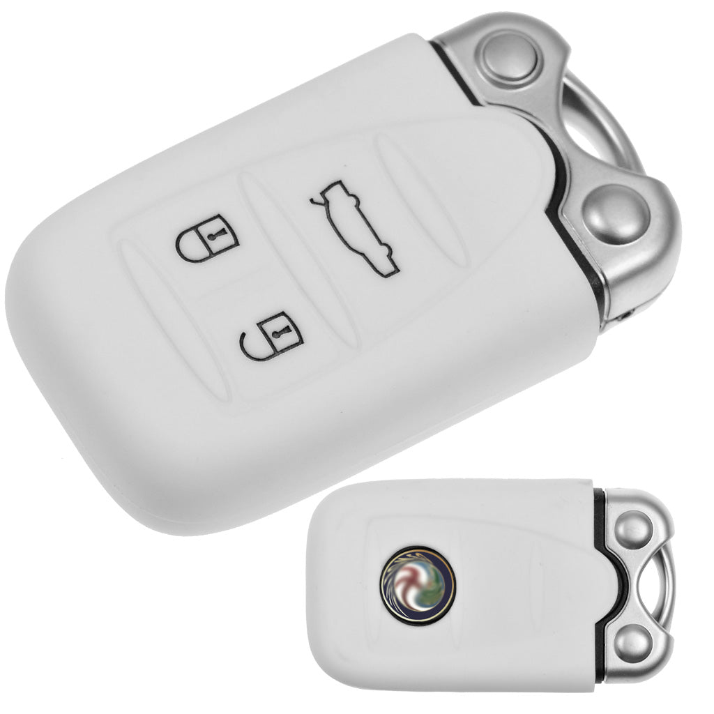 Auto Schlüssel Hülle Silikon Schutz Cover Weiß kompatibel mit ALFA Romeo 159 Brera 156 Spider 2005 - 2011 3 Tasten KEYLESS SMARTKEY