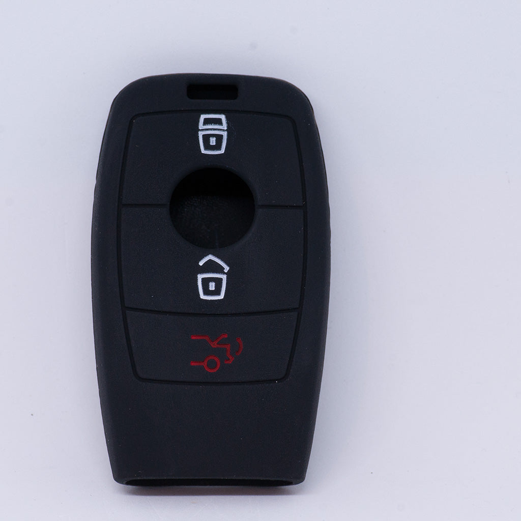 Auto Schlüssel Hülle Silikon Schutz Cover Schwarz kompatibel mit Mercedes Benz E-Klasse W213 S213 C238 A238 3 Tasten KEYLESS SMARTKEY