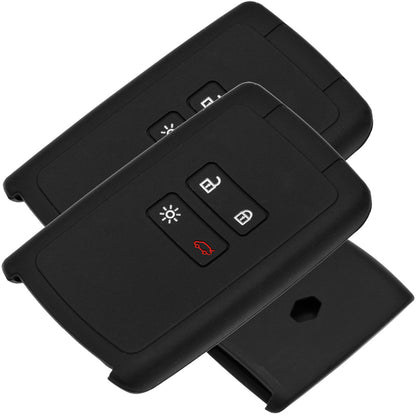 Auto Schlüssel Hülle Silikon Schutz Cover Schwarz kompatibel mit Renault Megane Kadjar Clio Captur 4 Tasten KEYLESS SMARTKEY