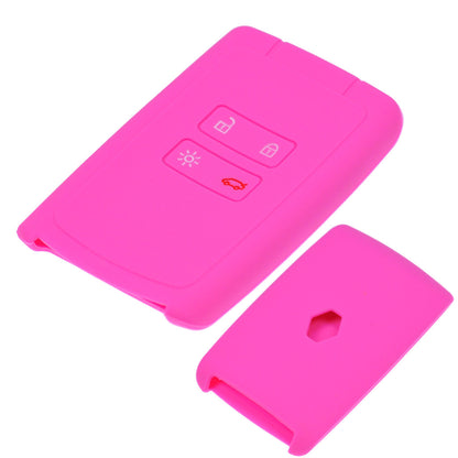 Auto Schlüssel Hülle Silikon Schutz Cover Pink kompatibel mit Renault Megane Kadjar Clio Captur 4 Tasten KEYLESS SMARTKEY