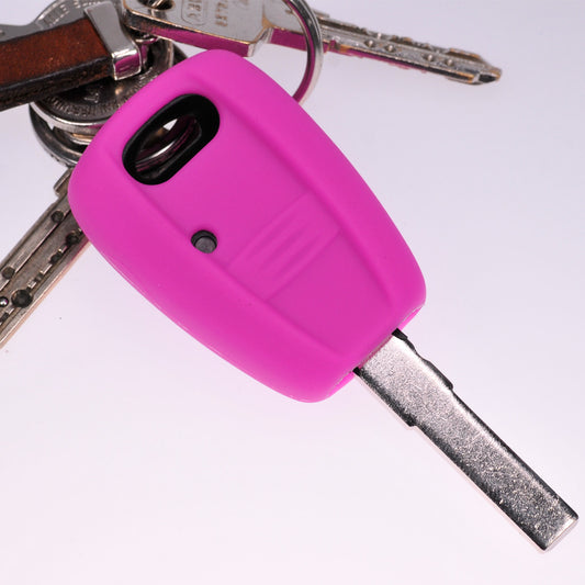 Auto Schlüssel Hülle Silikon Schutz Cover Pink kompatibel mit FIAT Panda Brava Bravo Punto Stilo 1 Tasten Funk Fernbedienung