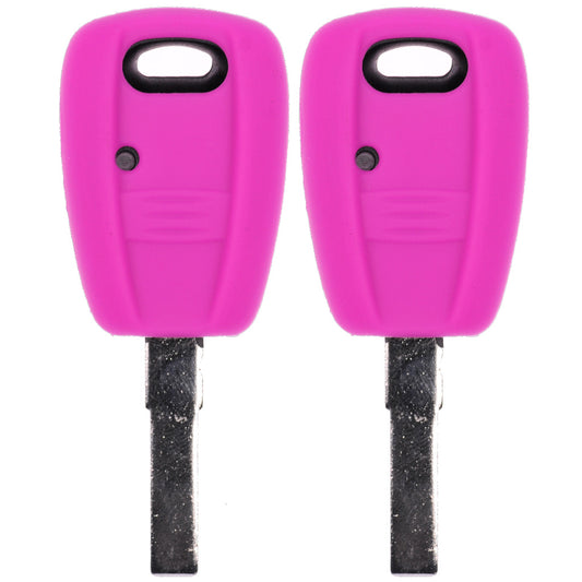 2x Auto Schlüssel Silikon Schutz Hülle  Pink kompatibel mit FIAT Panda Brava Bravo Punto Stilo 1 Tasten Funk Fernbedienung