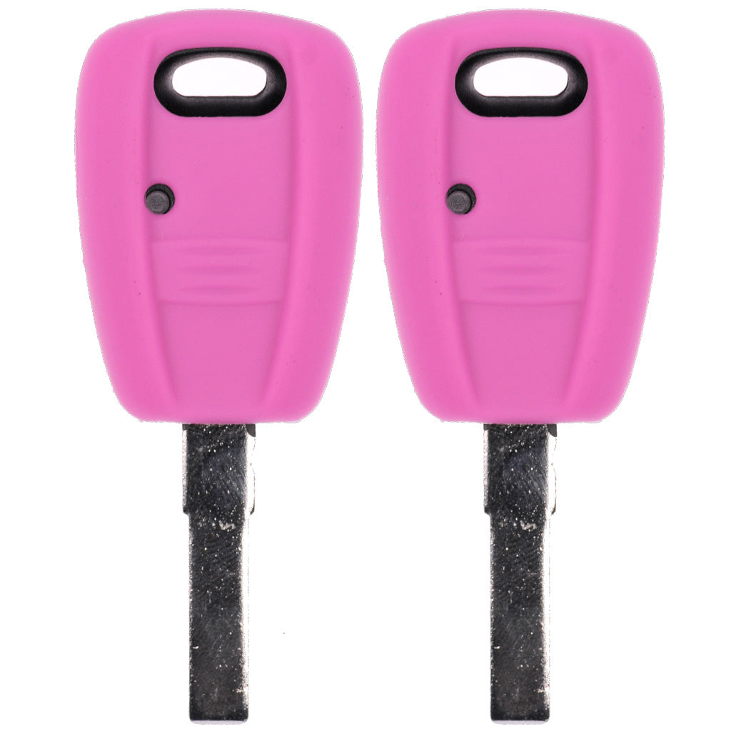 2x Auto Schlüssel Silikon Schutz Hülle  Rosa kompatibel mit FIAT Panda Brava Bravo Punto Stilo 1 Tasten Funk Fernbedienung