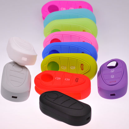 2x Auto Schlüssel Silikon Schutz Hülle  Lila kompatibel mit ALFA Romeo Mito Giulietta 940 4C ab 2008 3 Tasten Klappschlüssel