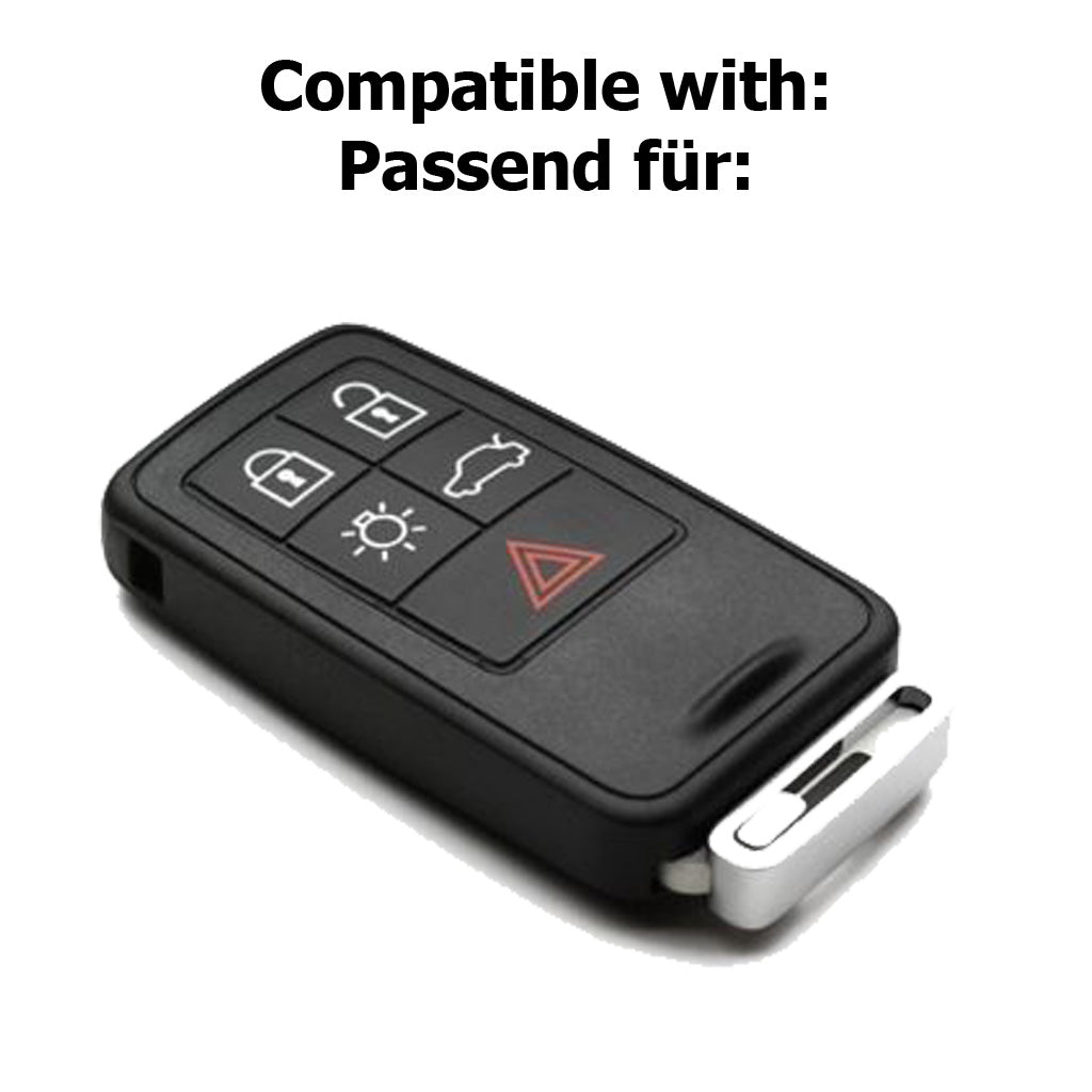 Auto Schlüssel Hülle Silikon Schutz Cover Schwarz kompatibel mit Volvo V40 S80 V870 XC70 XC60 S60 V60 5 Tasten KEYLESS SMARTKEY