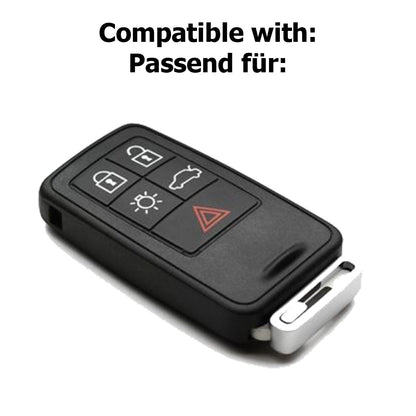 Auto Schlüssel Hülle Silikon Schutz Cover Weiß kompatibel mit Volvo V40 S80 V870 XC70 XC60 S60 V60 5 Tasten KEYLESS SMARTKEY