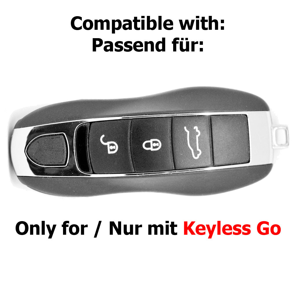 Auto Schlüssel Hülle Silikon Schutz Cover Schwarz kompatibel mit Porsche 718 982 981 991 911 Macan Cayman Boxster 3 Tasten KEYLESS SMARTKEY