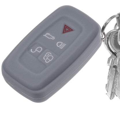 Auto Schlüssel Hülle Silikon Schutz Cover Dunkelgrau kompatibel mit Land Rover Range Rover LR4 5 Tasten KEYLESS SMARTKEY