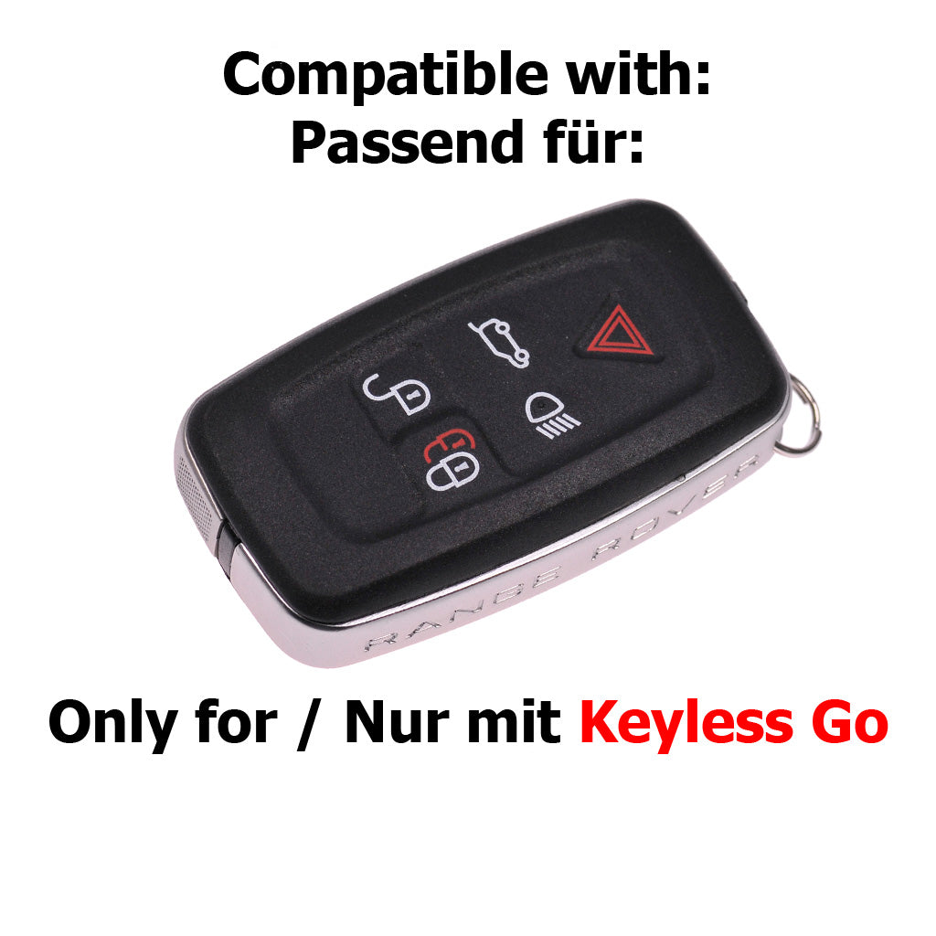 Auto Schlüssel Hülle Silikon Schutz Cover Schwarz kompatibel mit Land Rover Range Rover LR4 5 Tasten KEYLESS SMARTKEY