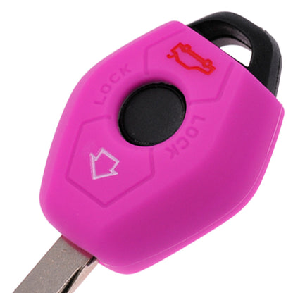 Auto Schlüssel Hülle Silikon Schutz Cover Pink kompatibel mit BMW E46 E83 E52 E85 E86 E39 E61 E60 E53 3 Tasten Funk Fernbedienung