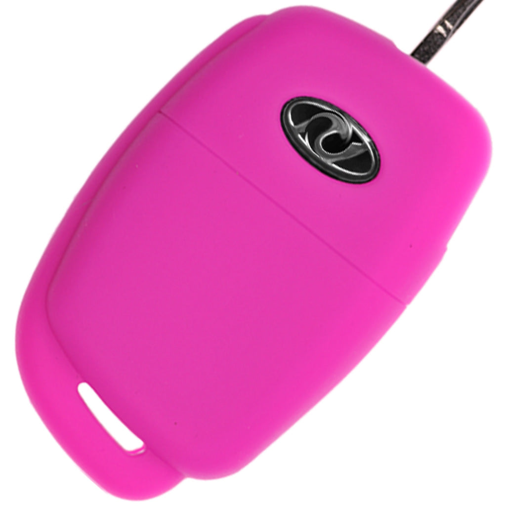 Auto Schlüssel Hülle Silikon Schutz Cover Pink kompatibel mit Hyundai i10 i20 Elantra i40 Sonata ix25 ix35 Tucson 3 Tasten Klappschlüssel