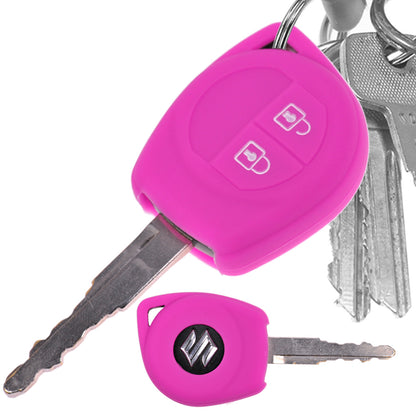 Auto Schlüssel Hülle Silikon Schutz Cover Pink kompatibel mit OPEL Agila B Nissan Pixo Suzuki Alto SX4 Swift Splash 2 Tasten Funk Fernbedienung