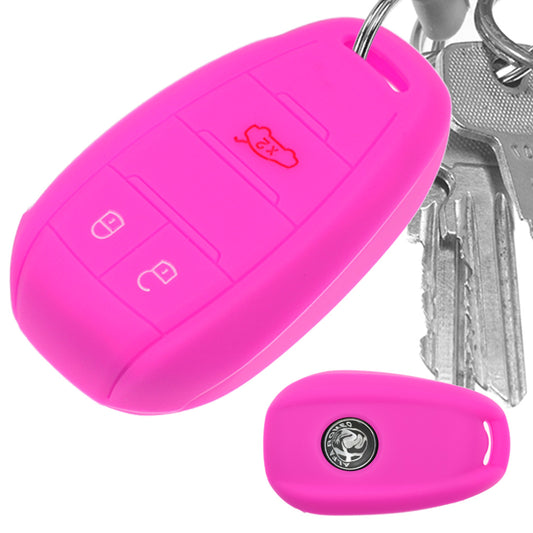 Auto Schlüssel Hülle Silikon Schutz Cover Pink kompatibel mit ALFA Romeo Giulia Stelvio Giulietta 3 Tasten KEYLESS SMARTKEY