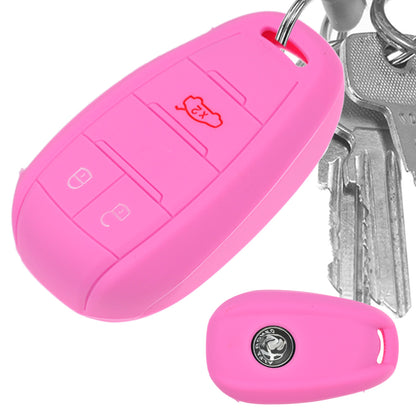 Auto Schlüssel Hülle Silikon Schutz Cover Rosa kompatibel mit ALFA Romeo Giulia Stelvio Giulietta 3 Tasten KEYLESS SMARTKEY