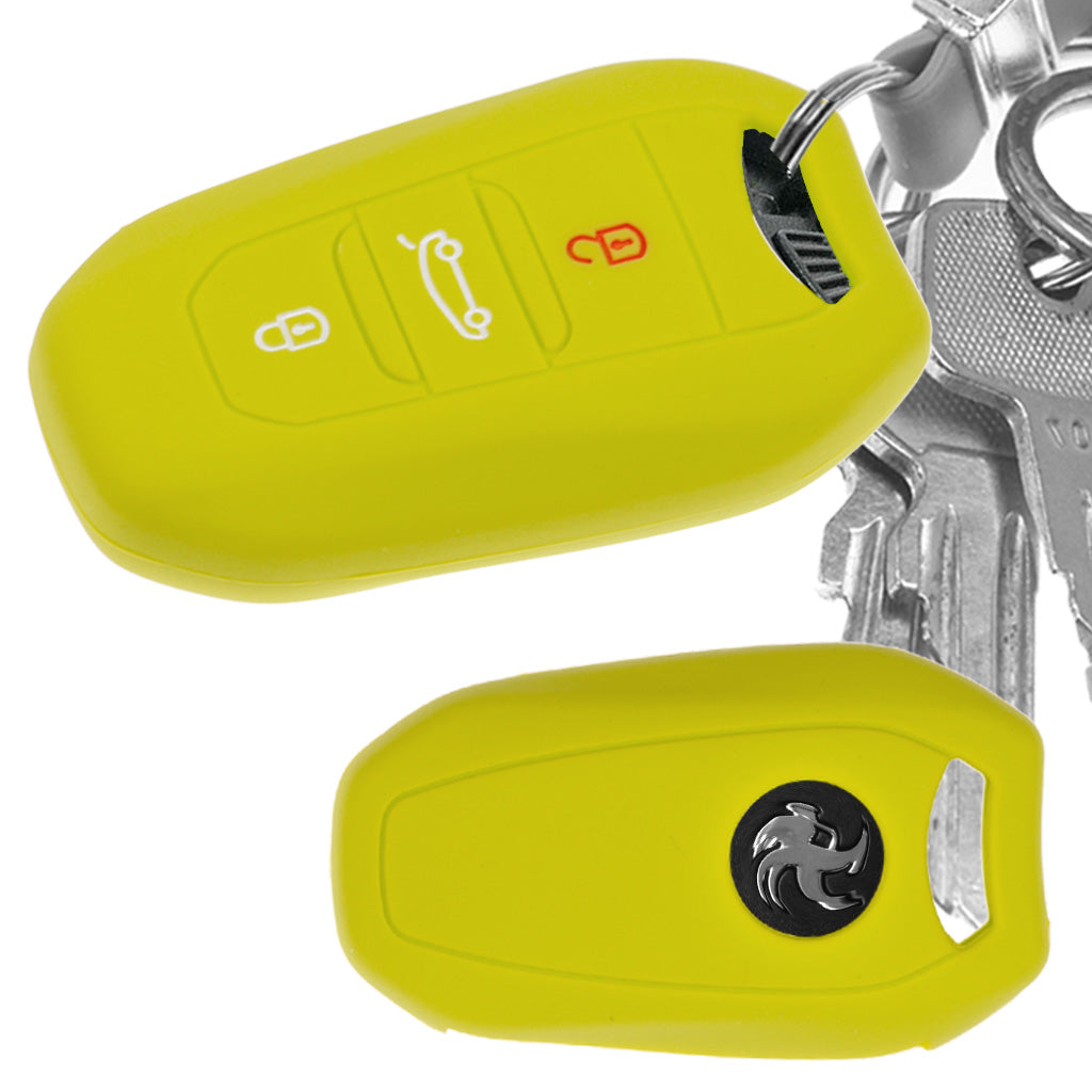 Auto Schlüssel Hülle Silikon Schutz Cover Apfelgrün kompatibel mit Citroen C4 DS4 DS6 DS5 DS7 Peugeot 208 508 2008 4008 3 Tasten KEYLESS SMARTKEY