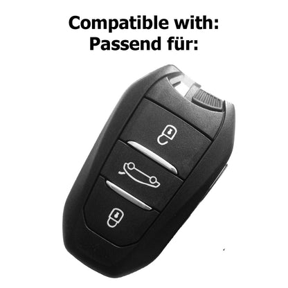 Auto Schlüssel Hülle Silikon Schutz Cover Rot kompatibel mit Citroen C4 DS4 DS6 DS5 DS7 Peugeot 208 508 2008 4008 3 Tasten KEYLESS SMARTKEY