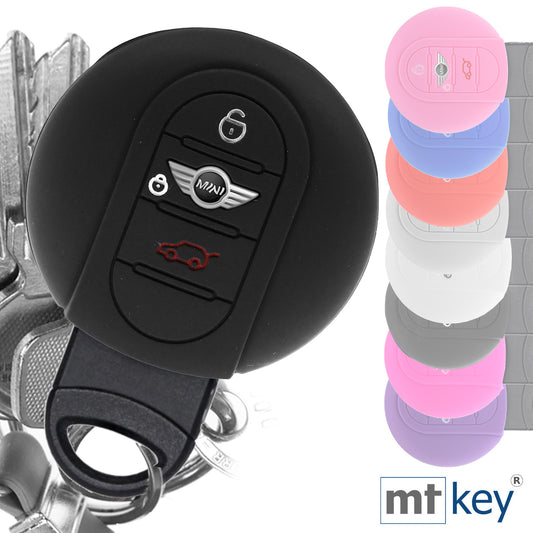 Auto Schlüssel Hülle Silikon Schutz Cover Schwarz kompatibel mit Mini F56 F54 F55 F57 F60 Clubman Countryman 3 Tasten KEYLESS SMARTKEY