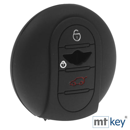 Auto Schlüssel Hülle Silikon Schutz Cover Schwarz kompatibel mit Mini F56 F54 F55 F57 F60 Clubman Countryman 3 Tasten KEYLESS SMARTKEY