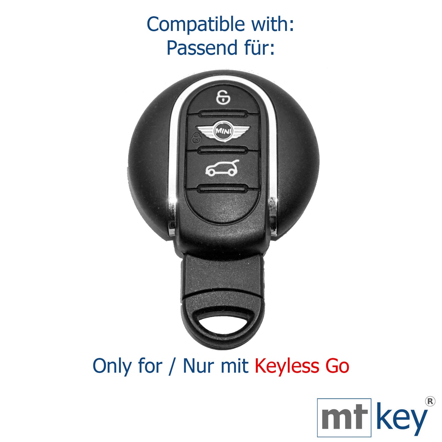 Auto Schlüssel Silikon Schutz Hülle + Schlüsselband Weiß Kompatibel mit Mini F56 F54 F55 F57 F60 Clubman Countryman 3 Tasten KEYLESS SMARTKEY