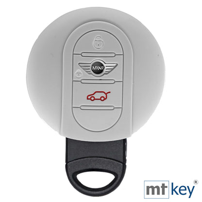 Auto Schlüssel Hülle Silikon Schutz Cover Grau kompatibel mit Mini F56 F54 F55 F57 F60 Clubman Countryman 3 Tasten KEYLESS SMARTKEY