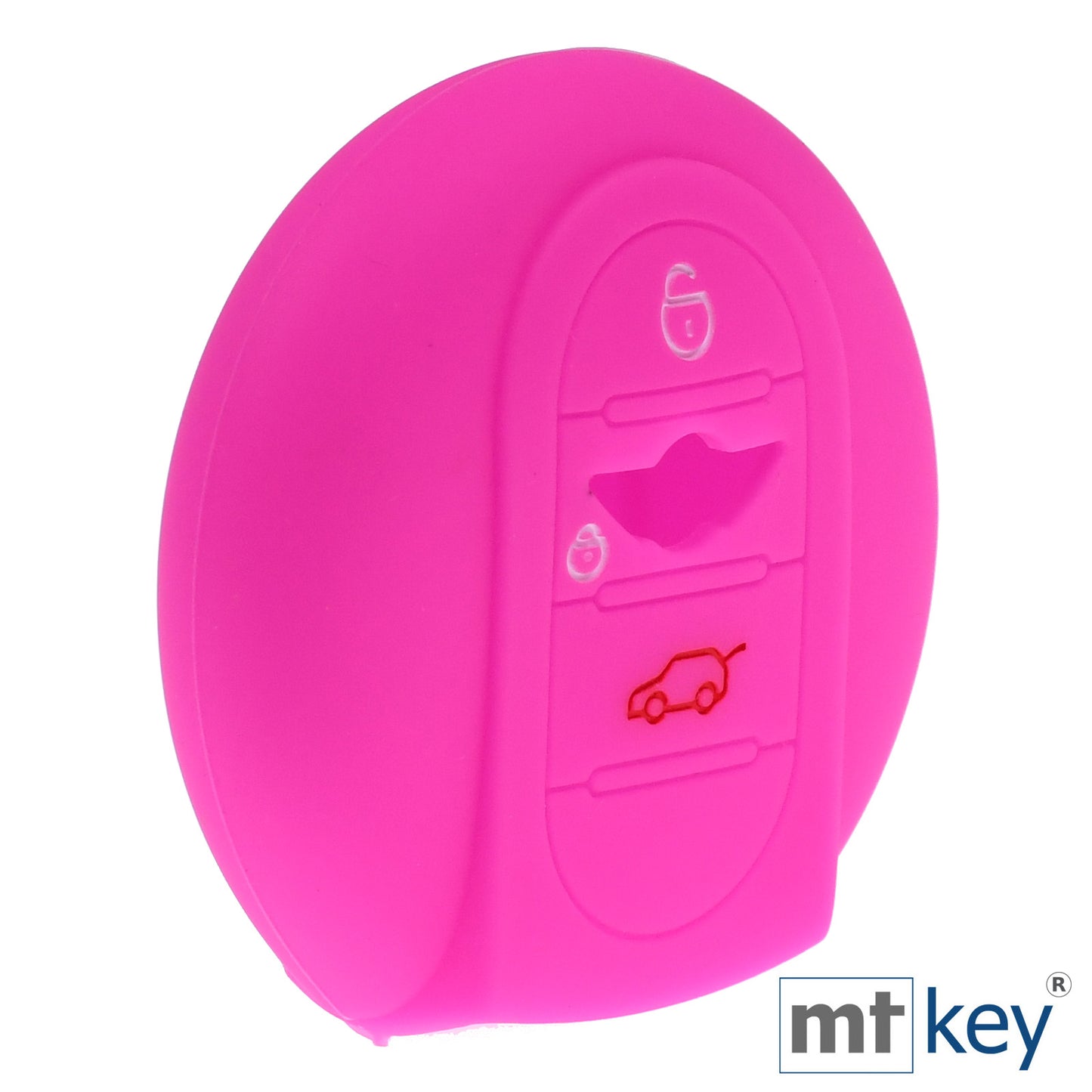 Auto Schlüssel Hülle Silikon Schutz Cover Pink kompatibel mit Mini F56 F54 F55 F57 F60 Clubman Countryman 3 Tasten KEYLESS SMARTKEY