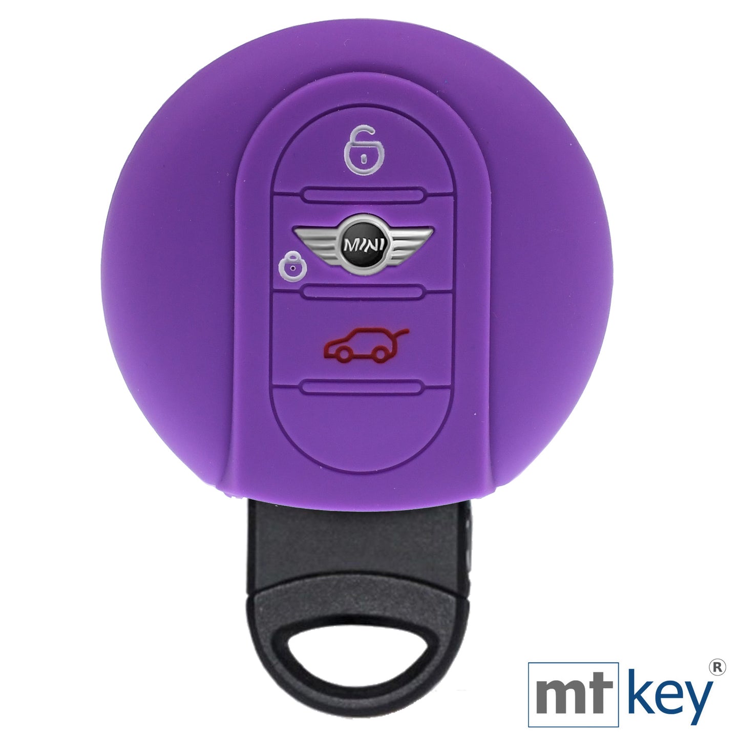 Auto Schlüssel Hülle Silikon Schutz Cover Lila kompatibel mit Mini F56 F54 F55 F57 F60 Clubman Countryman 3 Tasten KEYLESS SMARTKEY