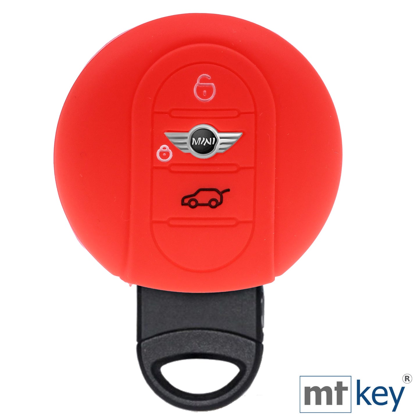 Auto Schlüssel Hülle Silikon Schutz Cover Rot kompatibel mit Mini F56 F54 F55 F57 F60 Clubman Countryman 3 Tasten KEYLESS SMARTKEY