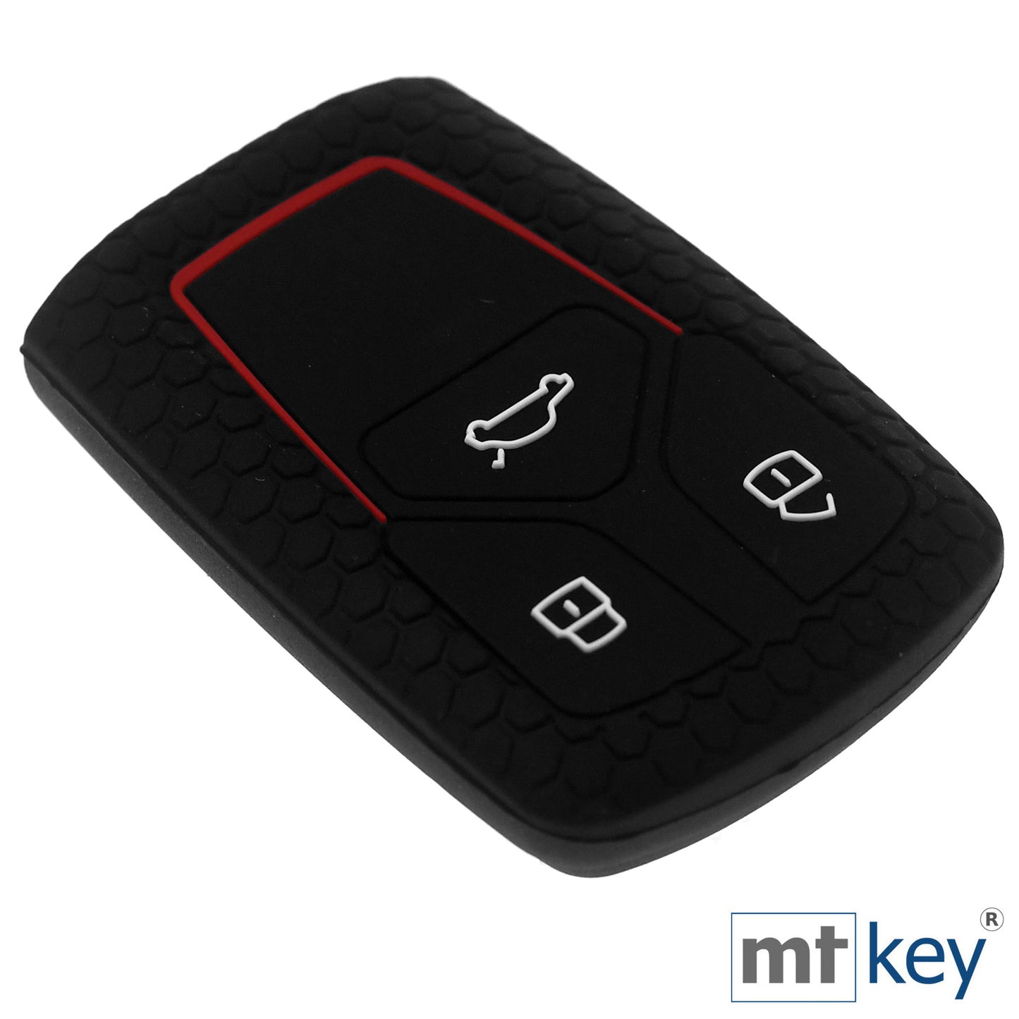 Auto Schlüssel Hülle Silikon Schutz Cover im Wabe Design Schwarz kompatibel mit Audi A4 A5 A6 A7 TT Q2 Q5 Q7 A8 Q8 3 Tasten KEYLESS SMARTKEY