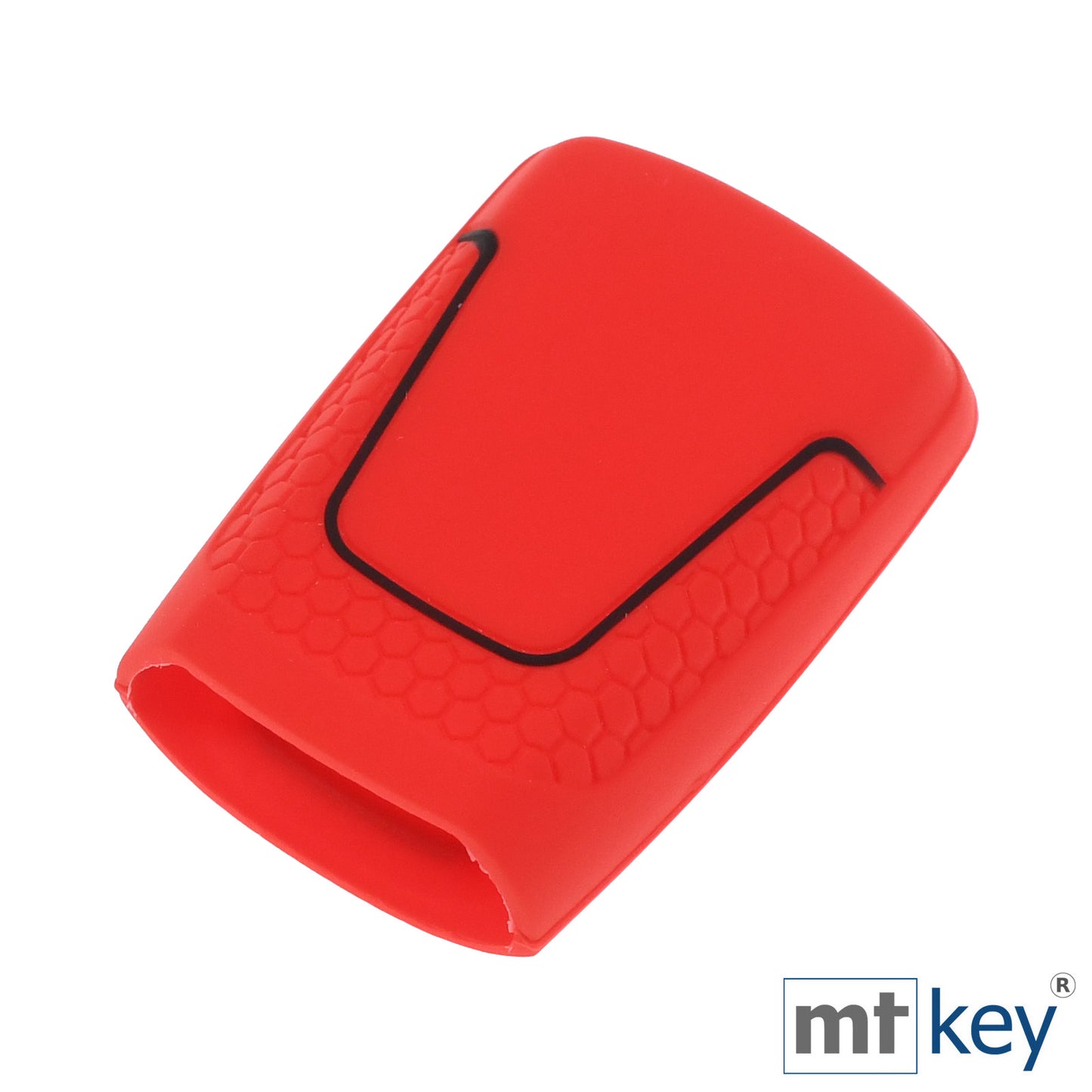 Auto Schlüssel Hülle Silikon Schutz Cover im Wabe Design Rot kompatibel mit Audi A4 A5 A6 A7 TT Q2 Q5 Q7 A8 Q8 3 Tasten KEYLESS SMARTKEY