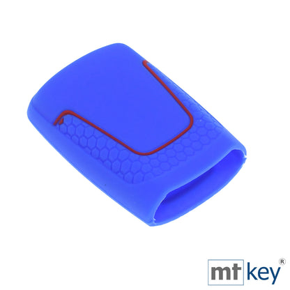 Auto Schlüssel Hülle Silikon Schutz Cover im Wabe Design Blau kompatibel mit Audi A4 A5 A6 A7 TT Q2 Q5 Q7 A8 Q8 3 Tasten KEYLESS SMARTKEY