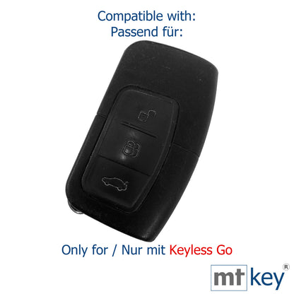 Auto Schlüssel Hülle Silikon Schutz Cover Schwarz kompatibel mit Ford C-Max Focus Kuga Mondeo 3 Tasten KEYLESS SMARTKEY