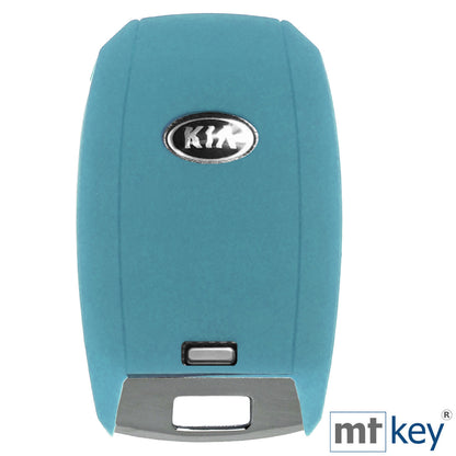 Auto Schlüssel Hülle Silikon Schutz Cover Fluoreszierend Blau kompatibel mit KIA Picantio Rio Ceed Soul Sportage Stonic 3 Tasten KEYLESS SMARTKEY