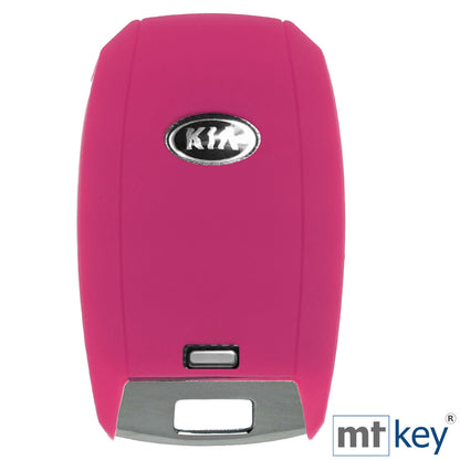 Auto Schlüssel Hülle Silikon Schutz Cover Pink kompatibel mit KIA Picantio Rio Ceed Soul Sportage Stonic 3 Tasten KEYLESS SMARTKEY