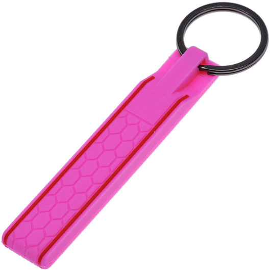 Silikon Schlüssel Band Key Tag Schlüssel Anhänger im Wabe Design Pink kompatibel mit Wabe Design von VW SEAT Skoda