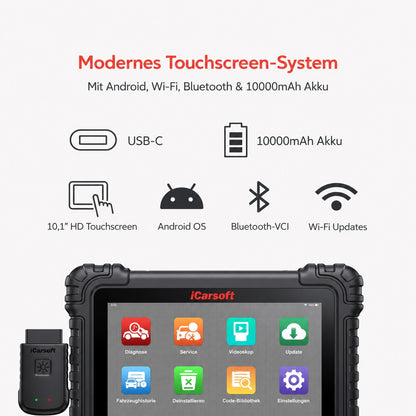 iCarsoft CR Max P OBD2 Diagnosegerät für 58+ Marken, 10" Touchscreen, ECU Coding, CAN-FD & DoIP, 50 Servicefunktionen inkl. Updates