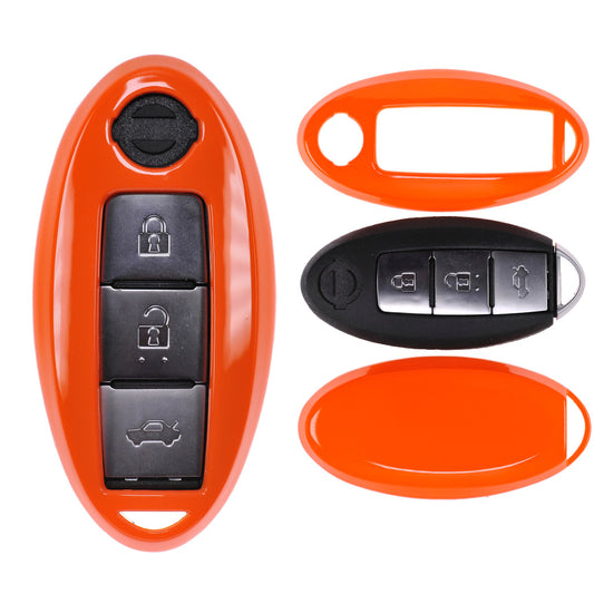 Auto Schlüssel Kunststoff Hülle ABS Plastik Schutz Cover Orange kompatibel mit Nissan Qashqai Juke Micra Pulsar X-Trail Evalia Navra KEYLESS SMARTKEY