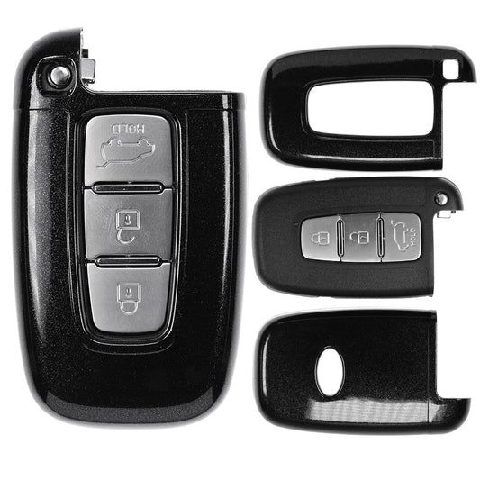 Auto Schlüssel Kunststoff Hülle ABS Plastik Schutz Cover Schwarz kompatibel mit Hyundai i10 i20 ix35 Kia Ceed Soul Sportage KEYLESS SMARTKEY